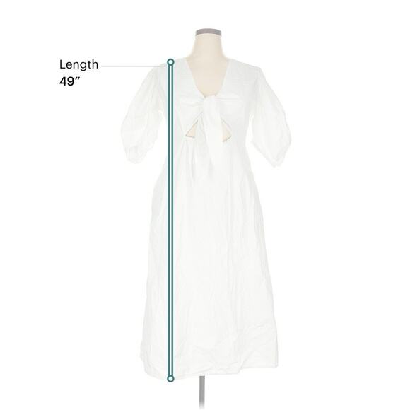 Rhode Women's Greer White Short Puff Sleeve Cutout Midi Dress Size 14 - Picture 4 of 6